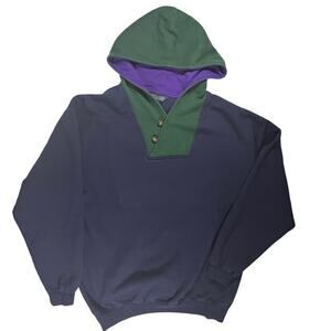 Vintage 90s Landsend Hoodie Sweatshirt Men’s XL Blue Green Purple Colorblock